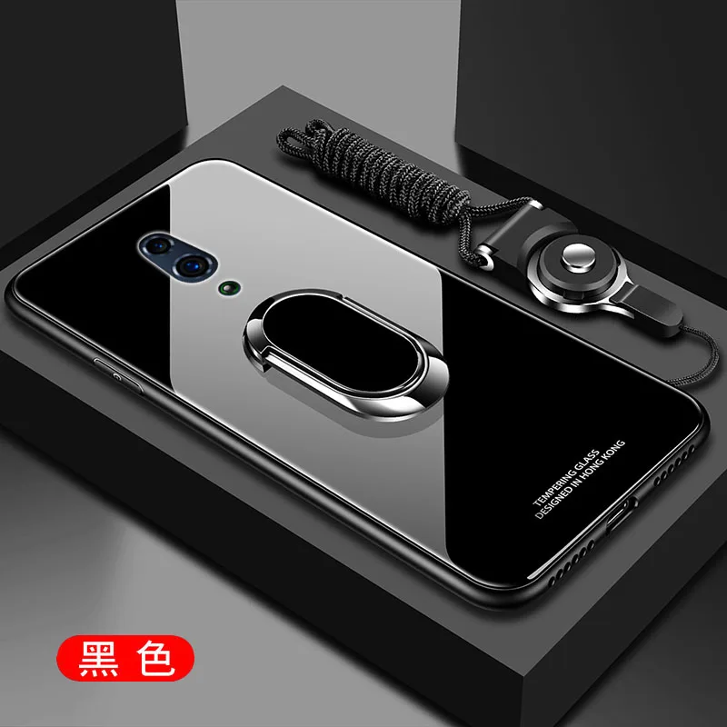 

For OPPO Reno 10x zoom Case Hard Tempered Glass With Stand Ring Magnet Protective Back Cover Case for OPPO RENO full cover shell