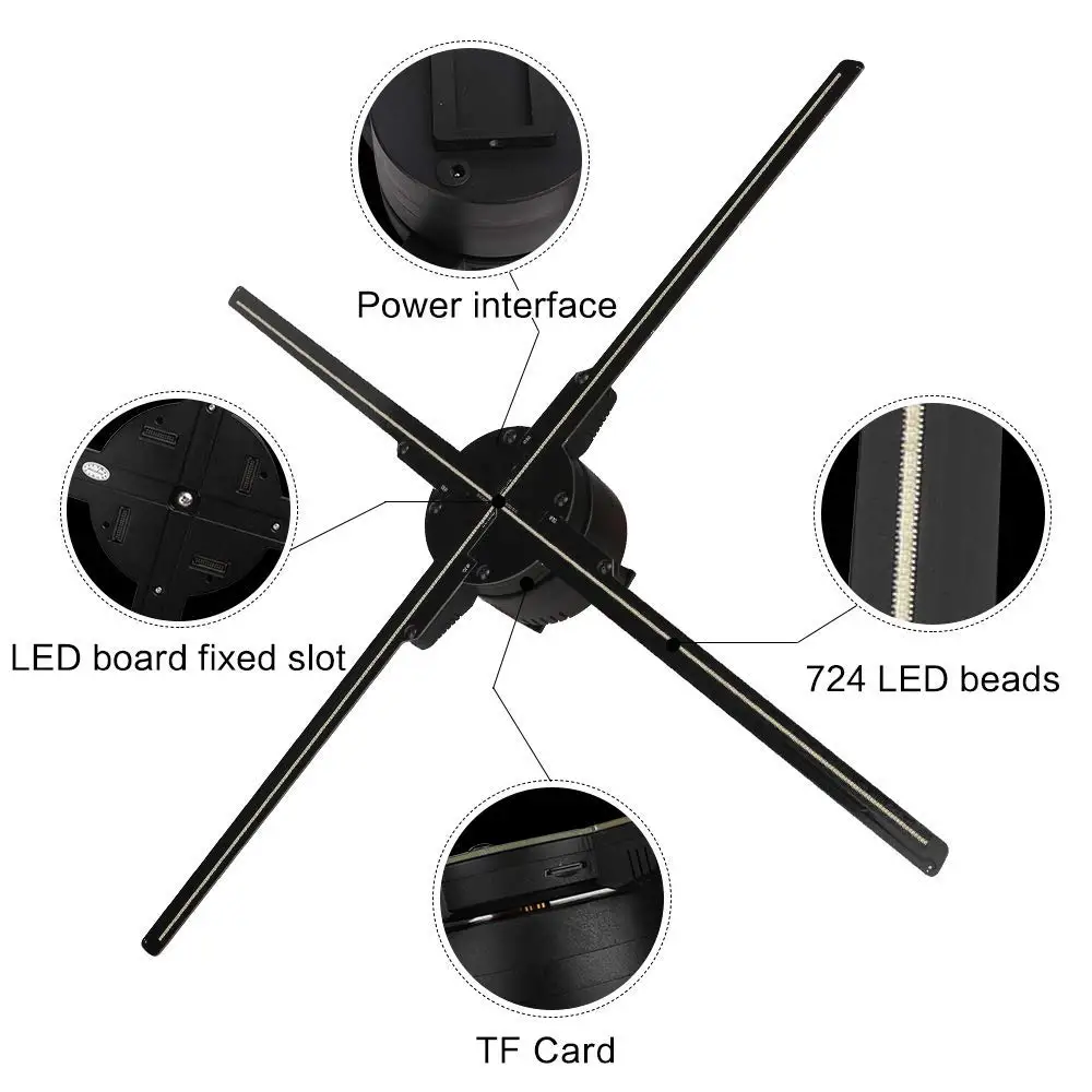 Updating 50CM 4 fan hologram fan light with wifi control 3D Hologram Advertising Display LED Fan Holographic Imaging for holiday Updating 50CM 4 fan hologram fan light with wifi control 3D Hologram Advertising Display LED Fan Holographic Imaging for holiday