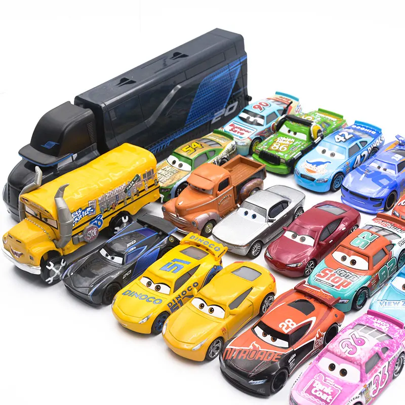 

Pixar Cars 3 Miss Fritter Black Jackson Storm Mack Truck Smokey Daniel Swervez Diecasts Metal Alloy Car Toys For Children Gifts