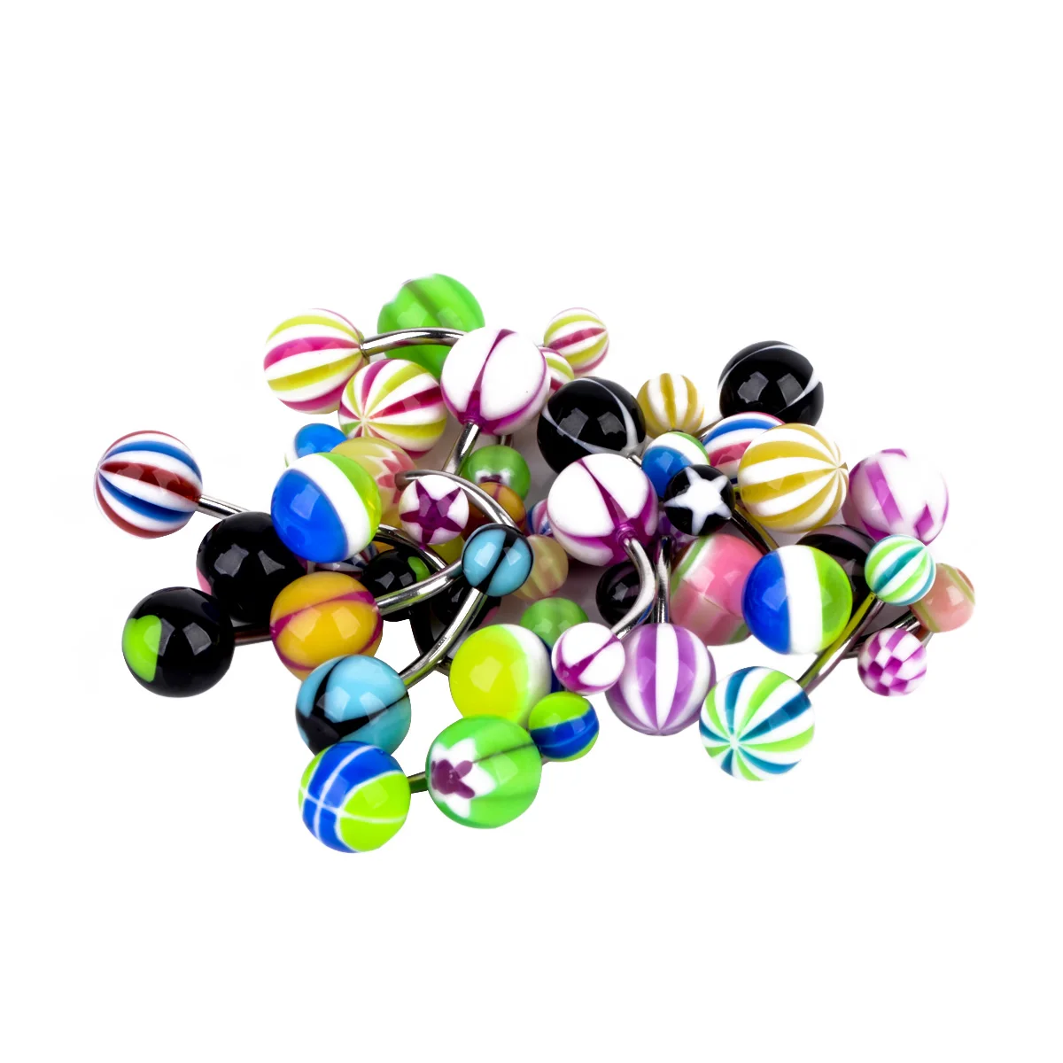 110pcs Stainless Steel Acrylic Body Piercing Tongue Bar Lip Nose Hoop Septum Ear Ring Belly Button Body Piercing Jewelry