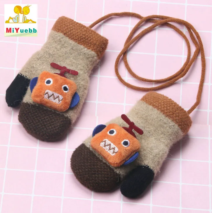 

1 to 4 years old child Baby Boy Girl Knit Gloves Winter Children Warm Ropes Mittens Cotton Wool Solid lovely Gloves ST7