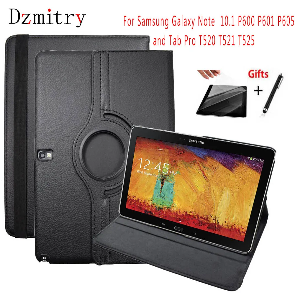 Вращающийся на 360 градусов чехол для samsung Galaxy Note Edition 10,1 P605 P600 P601/Tab Pro SM-T520 T525 T521 чехол для планшета+ пленка+ ручка