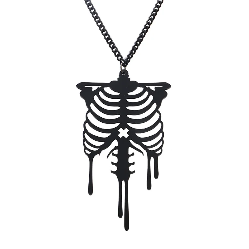 

Creative Super Exaggerated Human body skeleton Acrylic Necklace New Punk Chain for Women Girls Acrylic Pendant Jewelry