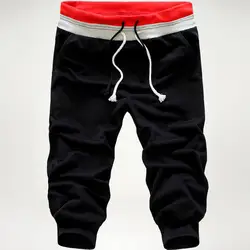 Модные мужские штаны, Однотонные эластичные тренировочные брюки, три четверти, повседневные пляжные штаны для мальчиков, NGD88