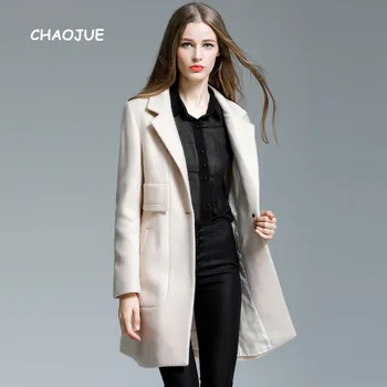 

CHAOJUE Brand Mohair Blazer Coat Female Medium Length Beige One Button Blazers OL Elegant Causal Fashion Blazers Free Shipping