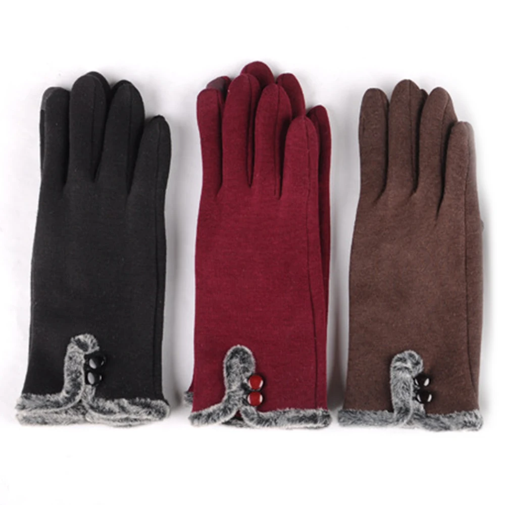 Женские элегантные теплые бархатные перчатки для стрельбы из лука с сенсорным экраном Зимние перчатки для вождения на открытом воздухе