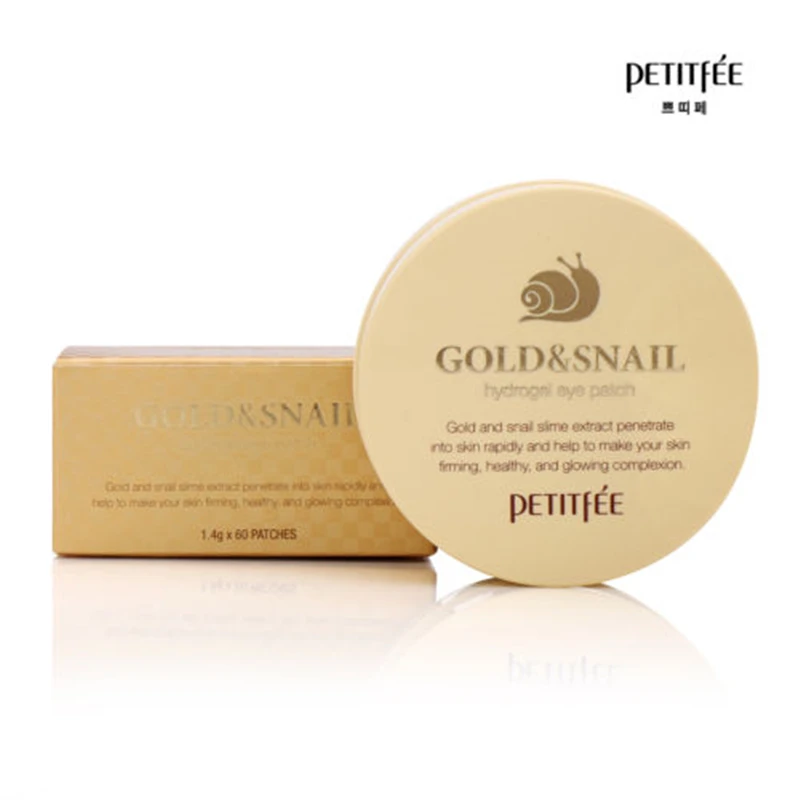 Патчи для глаз с золотой улиткой PETITFEE 60 шт. уход за лицом удаление черных