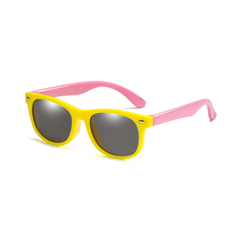 Longkeader, гибкие поляризованные детские солнцезащитные очки, очки для мальчиков и девочек, подарок для детей, защитные детские солнцезащитные очки, UV400 oculos de sol - Цвет линз: Yellow Pink