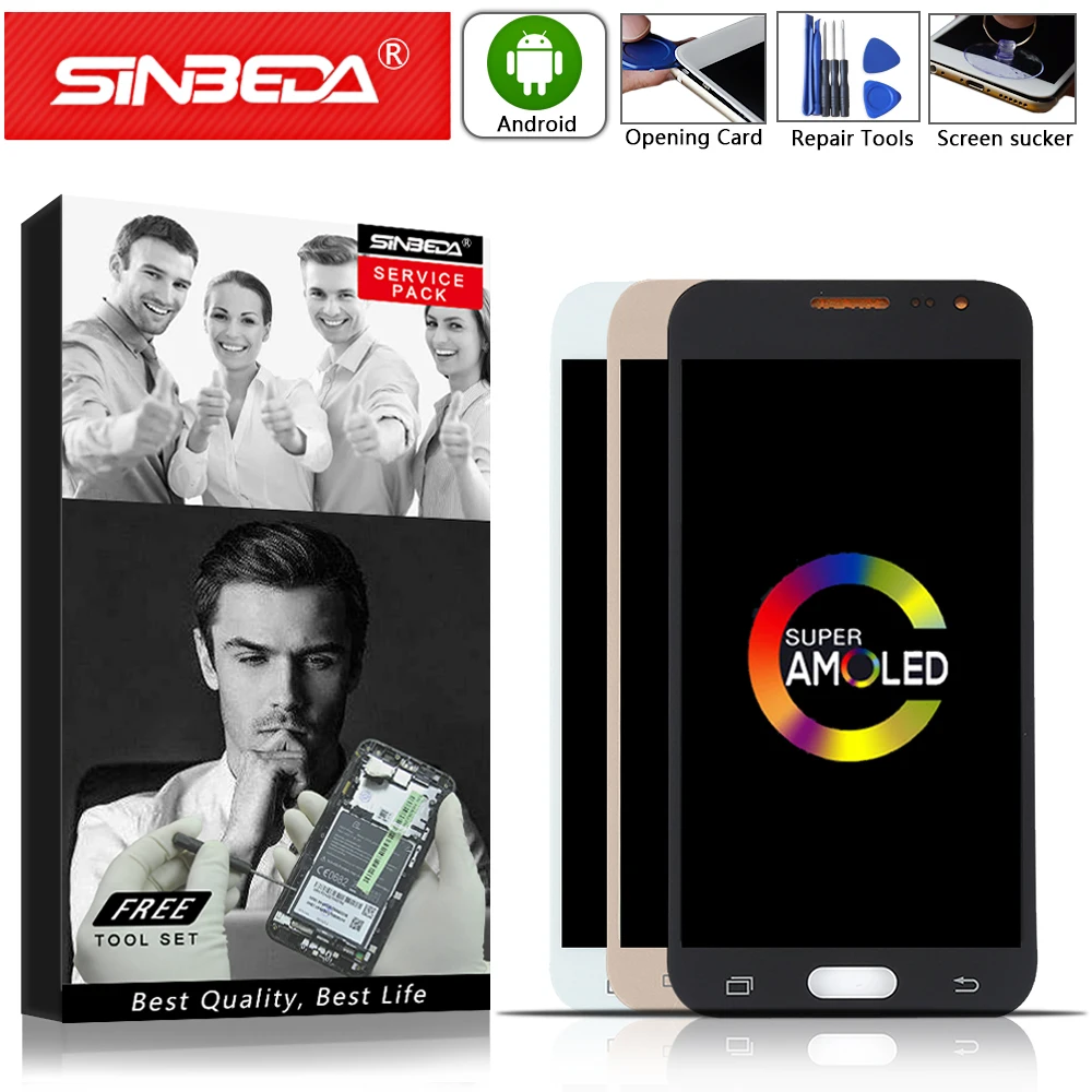 

AMOLED 5.0" Sinbeda For SAMSUNG Galaxy J200 LCD Display Touch Screen Digitizer For SAMSUNG J2 2015 LCD J200H J200M J200 Display