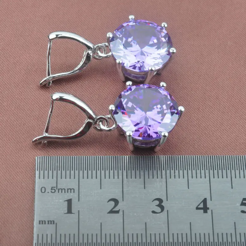 Природный пурпурный кристалл женские 925 серебряные ювелирные наборы свадебное украшенное ожерелье кулон серьги кольцо подарочная коробка TZ0108