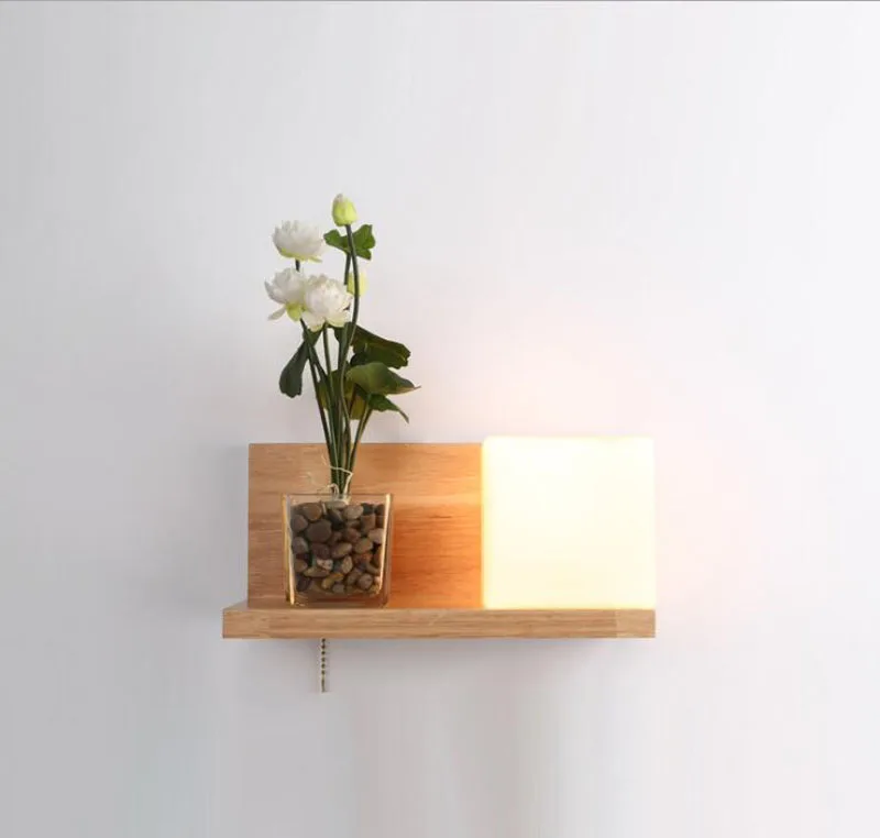 

T Wood Wall lamp Simple Bedside Living Room Balcony Lighting Creative Lamp Bedroom Corridor Aisle Lighting Wall Lighting LED