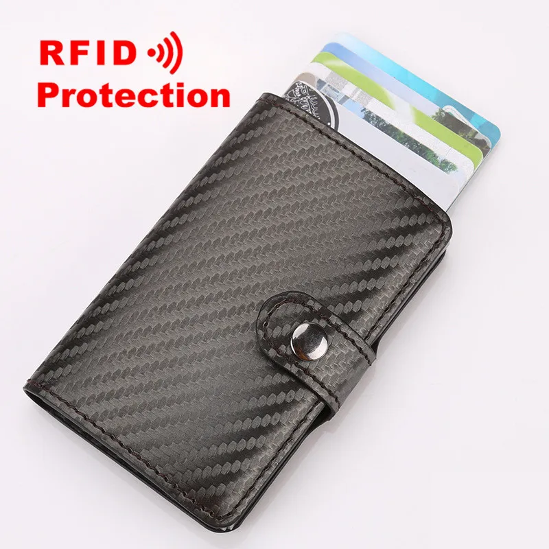 

2019 Fashion Credit Card Holder PU+Metal Box Card Holder Slim Portable Card Holder RFID Blocking Card Wallet