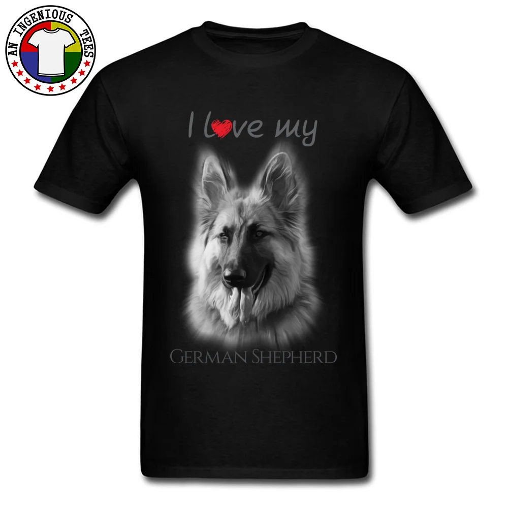 Pure Cotton Adult Short Sleeve I love my German Shepherd Tshirts Slim Fit Tops & Tees 2018 Discount Design O-Neck Tee-Shirt I love my German Shepherd black