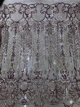 

Gold Sequined Embroidered Afrian French Net Lace Fabric 2019 Classical Design Indian Nigerian Women Prom Evening Dresses Fabrics