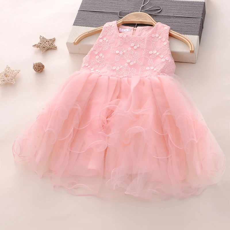 

Kid Baby Girls Party Dress Sleeveless Tutu Lace Embroidery Dresses Princess Summer Brand 2 3 4 5 6 Years Children Girl Clothes