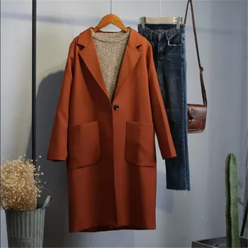 

2019 spring Woman Jacket a button Cotton turndown collar Long Windbreaker Korean Harajuku Female Overcoat Trenchcoat C112