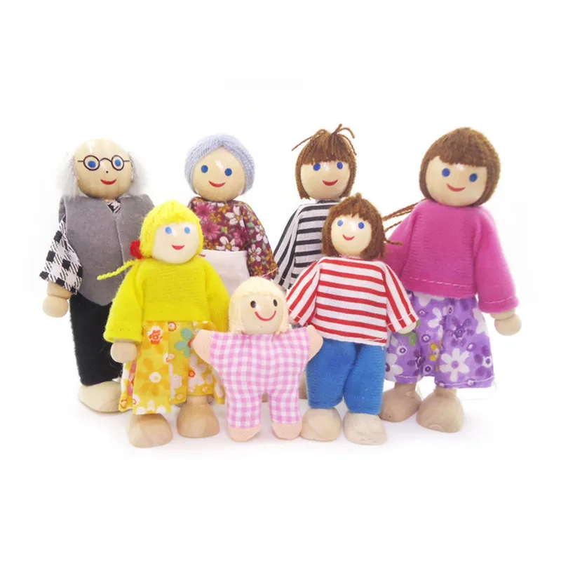 1:12 wooden dolls for dollhouse girls furniture toy family pretend play toys miniature Baby doll for children gifts family hand puppet doll bedtime story props family role playing toys hand puppet plush stuffed toy kawaii hand plush puppet toy