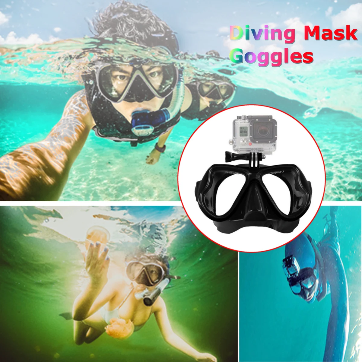 Diving Mask Oceanic Scuba Snorkel Swimming Goggles Glasses Camera Mount