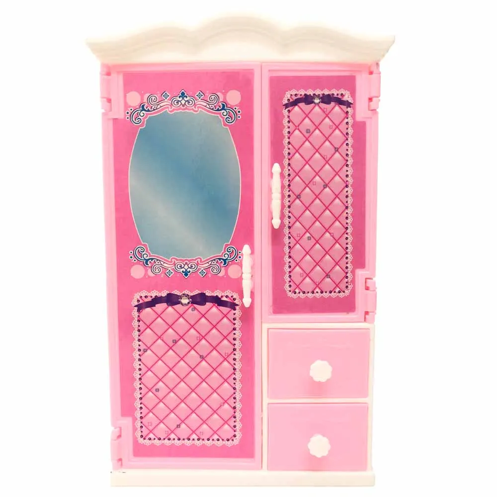 NK 1 шт кукольные аксессуары розовый шкаф для Барби Кукла Dreamhouse мебель миниатюрный
