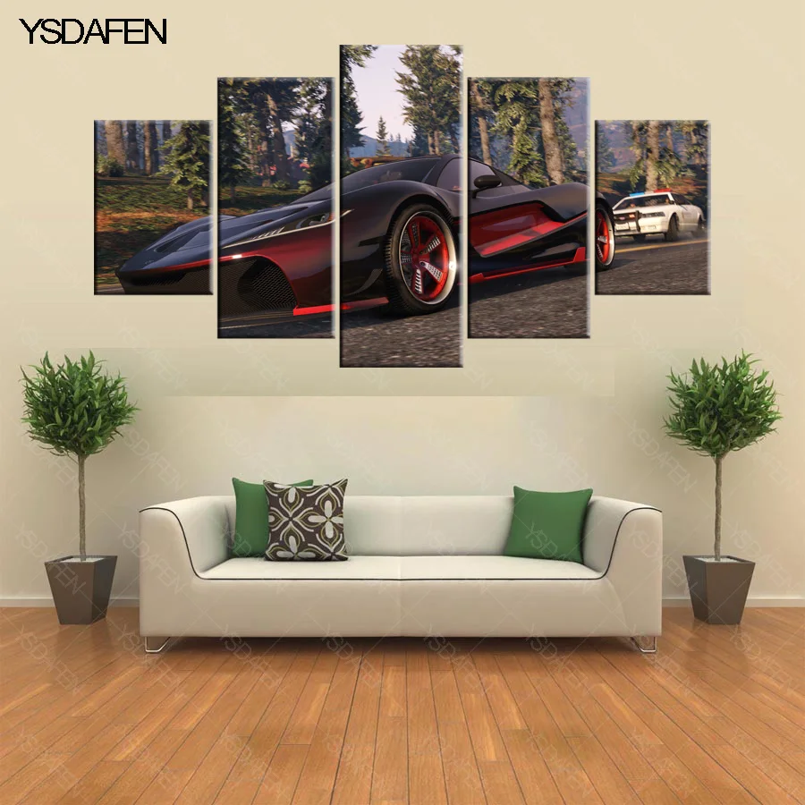 5 шт. Холст мультфильм grand theft Авто V стены отпечатанная на холсте картина плакат