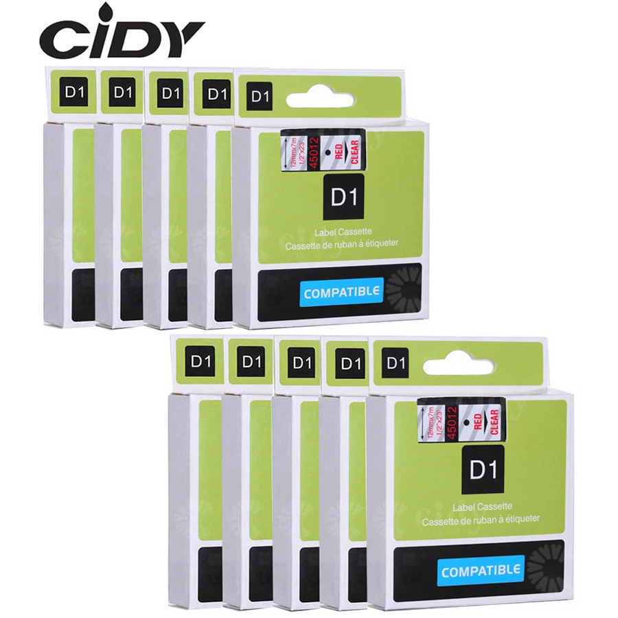 CIDY Dymo D1 45012 compatible for DYMO Label Tapes 12mm Red on Clear Maker Suitable Manager 210 450 LM160 | Компьютеры и офис