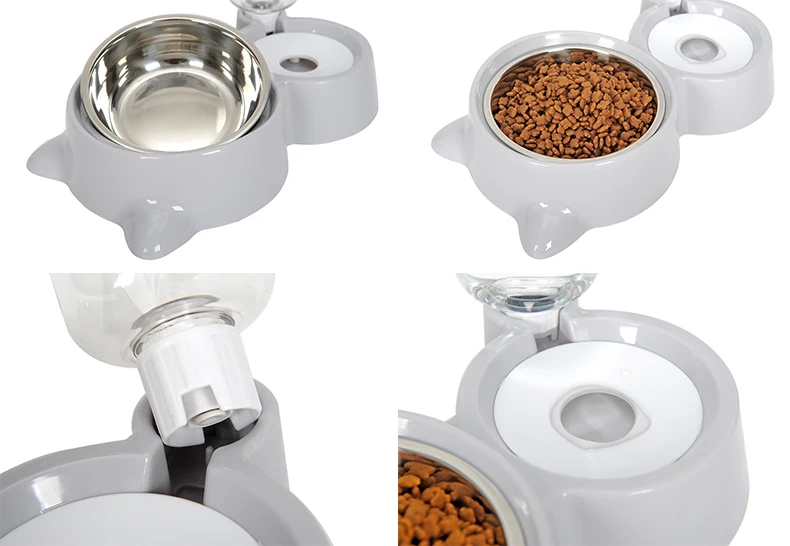 Distributeur de croquettes et eau pour chat et chien