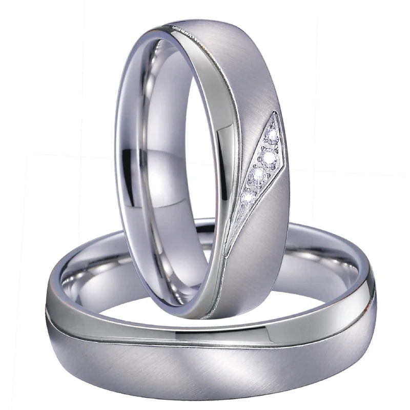 

Mens Wedding Band Couple Ring Pair set Silver Color bague anel anillos Titanium Jewelry Promise Engagement Rings for women
