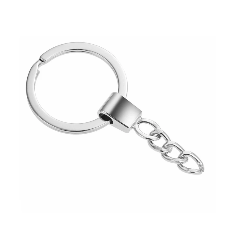 10 шт./лот, полированный серебряный цвет, 30 мм, брелок для ключей, разъемное кольцо с короткой цепочкой, брелки для женщин и мужчин, DIY, аксессуары для ключей