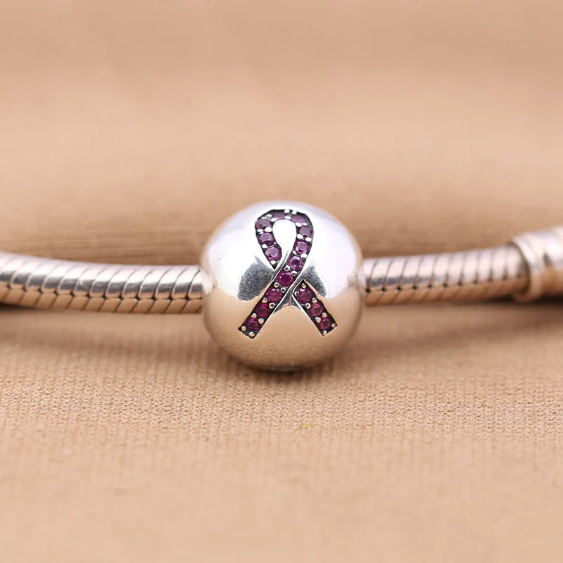 925 Sterling Silver Stopper Beads Red Scarf Clips Lock Charms For