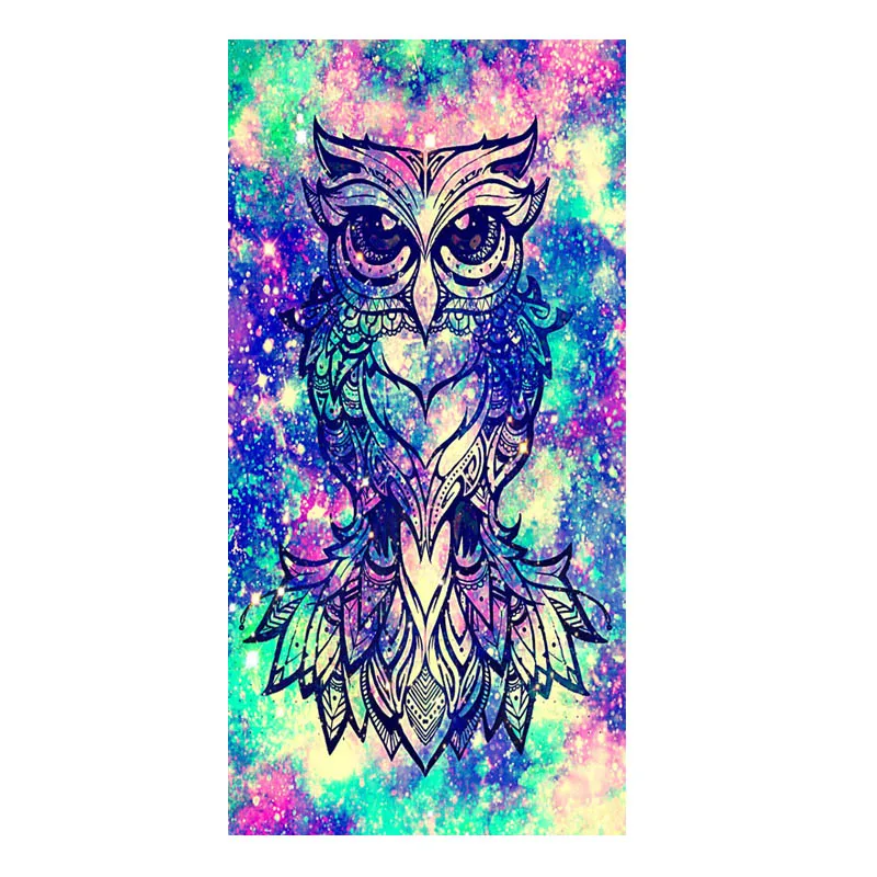 

Trendy Watercolor Galaxy Owl Totem Beach Travel Towels for Women Ethnic Pretty Owls Sport Bath Yoga Towels for Bathroom Swimming