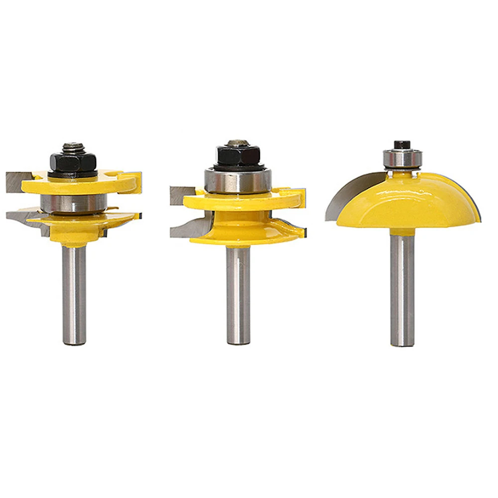 

3 Pcs Carbide Router Bit Milling Cutter Set 8mm Wood Cutter Shank Mill Woodworking Trimming Engraving Carving Cutting Tools