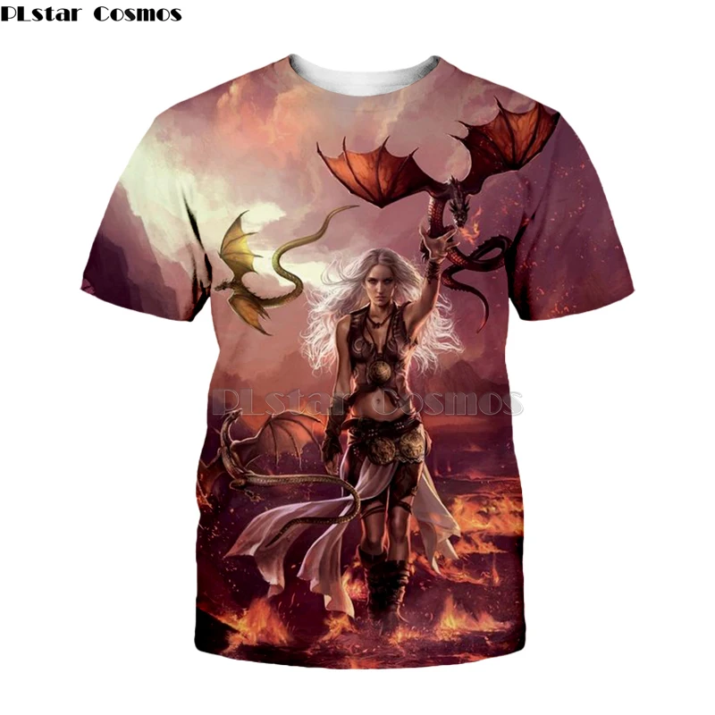 

2019 T-shirt Game of Thrones tshirt Daenerys Targaryen & Dragon T-shirt 3d Print T-shirt hoodies Summer Hip Hop Short Sleeve-8