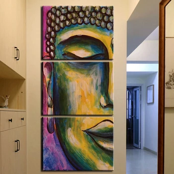 

Home Decoration Canvas Living Room HD Modern 3 Panel Buddha Meditation Printed Pictures Painting Wall Art Modular Poster Frame