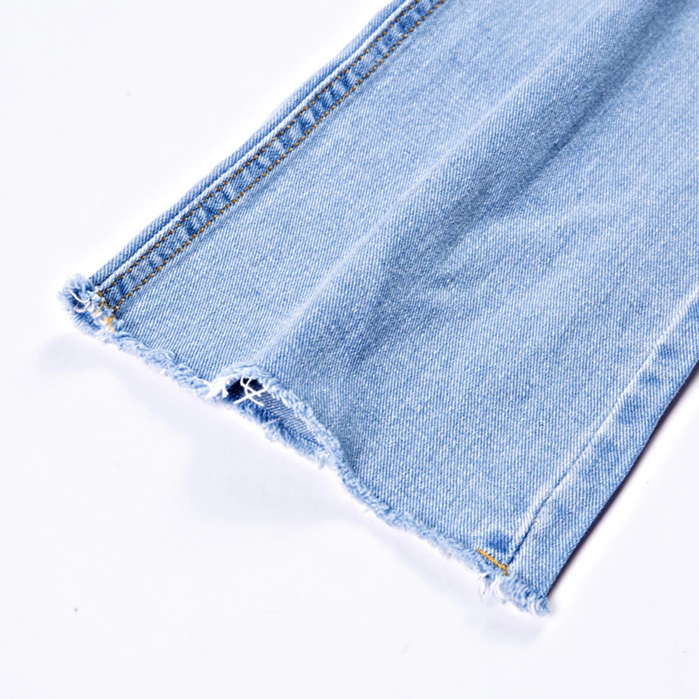 Модные женские джинсовые синие джинсы с цепочкой, джинсы с высокой талией и дырками, уличная одежда, узкие женские джинсы, женские длинные брюки