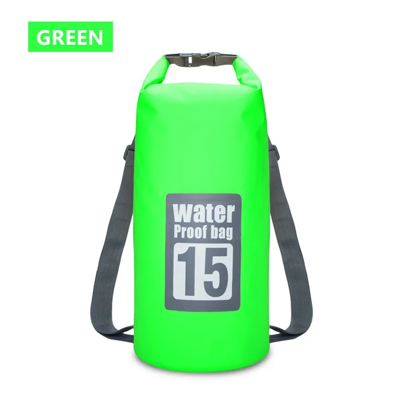 15L Водонепроницаемый нейлон ПВХ сухой мешок Спорт на открытом воздухе плавающие на лодке Каякинг мягкий рюкзак Складная плавательный сумка для хранения - Цвет: Green