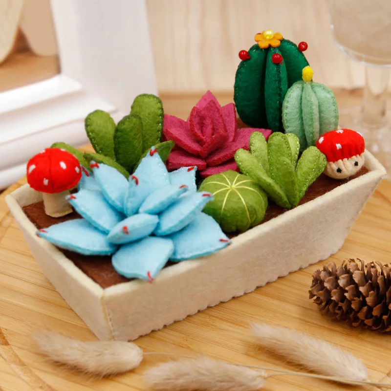 

Free Cutting Cute Plants Potted Felt Craft Handmade Felt Applique Ornament Kit Good Quality Works Craft For Decoration And Gift