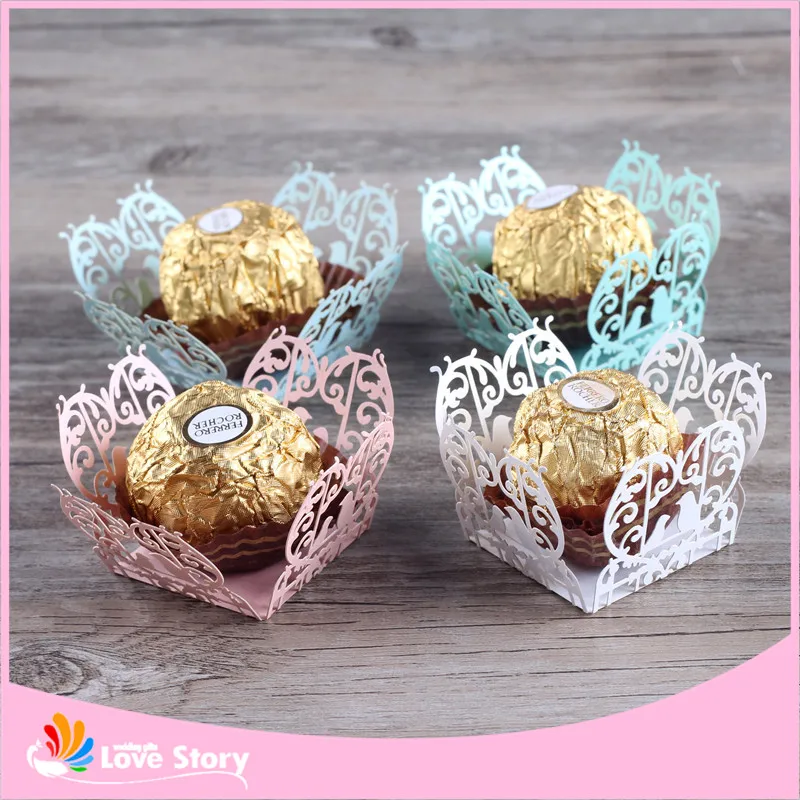 

50pcs Love Birds Laser Cut Paper Candy Bar Chocolate Packaging Birthday Party Decoration Kids wedding Decoration