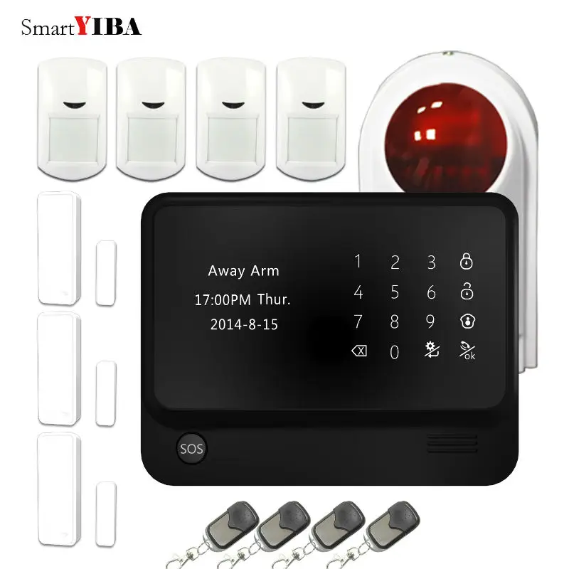 

SmartYIBA Smart WIFI App Control Burglar Alarm Wireless Alarm system With Strobe Siren Metal Remote Controller