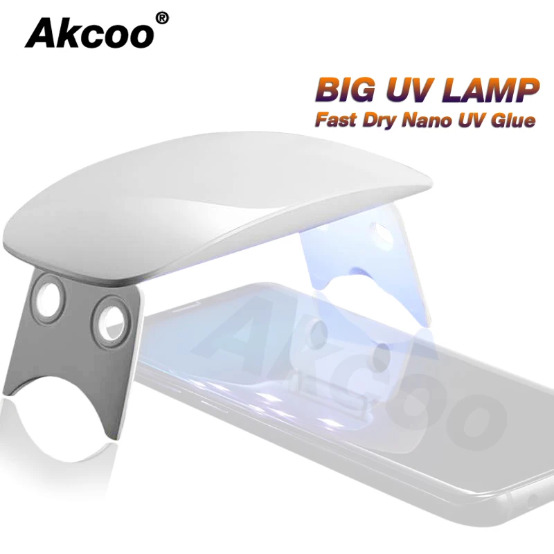 Akcoo BIG UV Lamp Fast fry UV Glue screen protector for Samsung Galaxy S8 9 plus note 8 9 7 full glue 6W BIG UV light for huawei