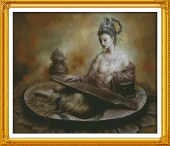 

Dunhuang figures of naked Printed Canvas DMC Counted Chinese Cross Stitch Kits printed Cross-stitch set Embroidery Needlework
