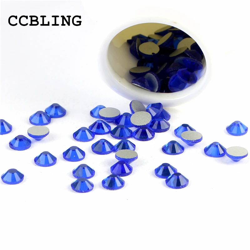 CCBLING Crystal Sapphire ss3-ss30 bag Nail Стразы с плоской задней поверхностью без горячей