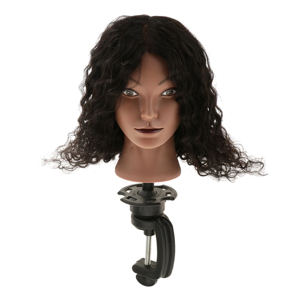 Silicone 100 Human Hair Practice Mannequin Manikin Head Doll + Plastic