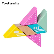 6 шт. магнитные геометрические строительные блоки из бука, деревянные игрушки для детей, яркие цвета, для раннего обучения, развивающие игрушки для малышей, подарок