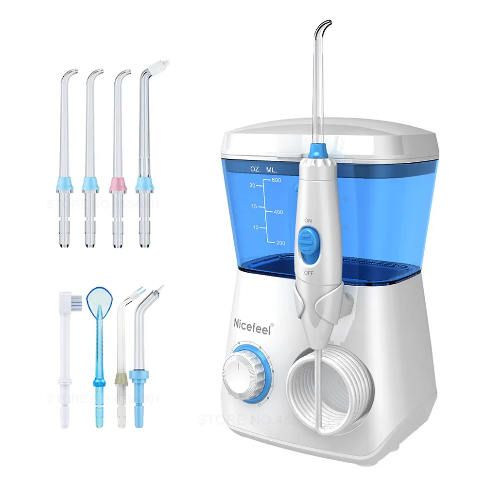 

Nicefeel FC165 8pcs Tips Oral Dental Water Flosser Irrigator 600ml Oral Hygiene Dental Flosser Water Floss Water Flossing