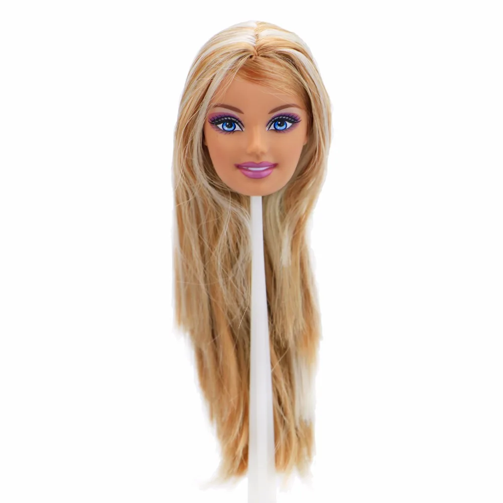 High Quality Doll Head Yellow White Long Straight Highlights Hair DIY Accessories For 12" 16