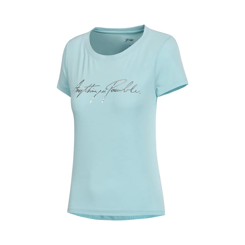 Распродажа) женские трендовые футболки Li-Ning удобные спортивные топы с дышащей подкладкой футболки AHSN678 WTS1442