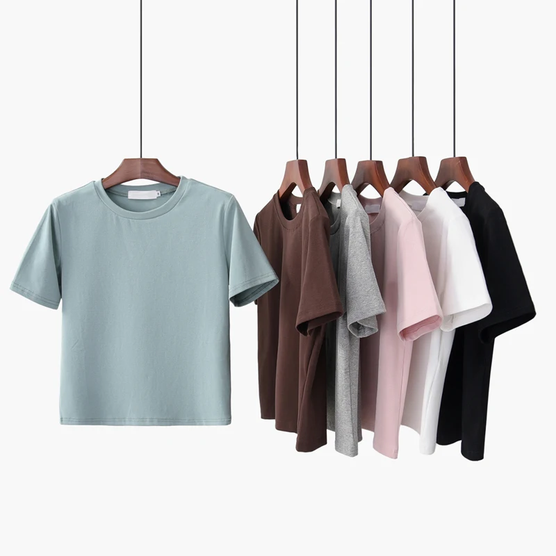

2019 new Cotton High Quality Summer Fashion T Shirt Women Basic T-shirts Female Casual Tops Short Sleeve T-shirt Women