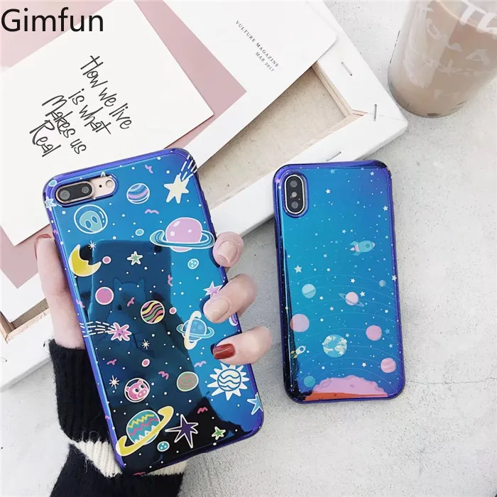 

Gimfun Blue Shining Stars Space Glitter Tpu Silicone Phone Case for Iphone X XS XSMAX XR 7 6s 8 plus Soft Back Cover Fundas