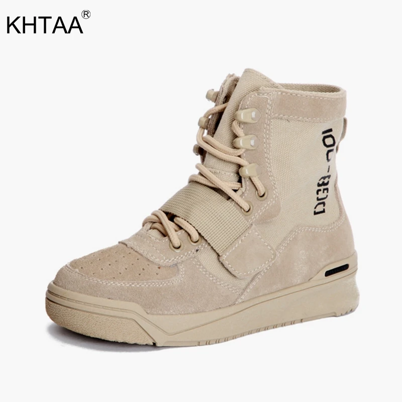 

KHTAA Women's Boots Fashion Autumn Hollow Patchwork Lace Up Flat Platform Female Hook Loop Work Safety Boot Woman Sneaker Shoes