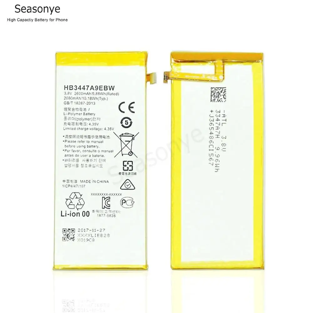 Seasonye 1x2600mAh/wh HB3447A9EBW Замена телефона литий-полимерный аккумулятор для Huawei Ascend P8 |